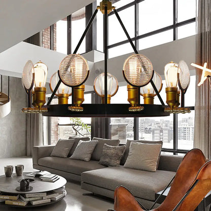 Vintage Metal Suspension Light in Brass Finish - Ring Pendant for Bedroom Lighting