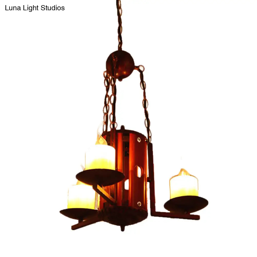 Vintage Metallic 3-Light Dark Tan Candle Chandelier for Bedroom Pendant Lighting