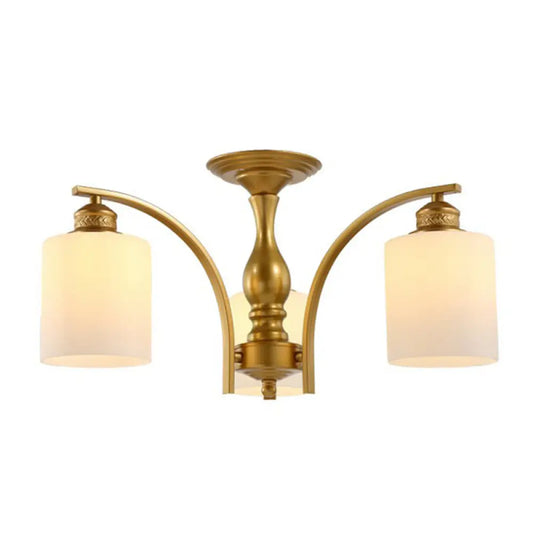 DecorBites™ DecorBites™ Vintage Metallic Branch Flush Mount Light with Cream Glass Shade - Perfect for Living Room Chandelier