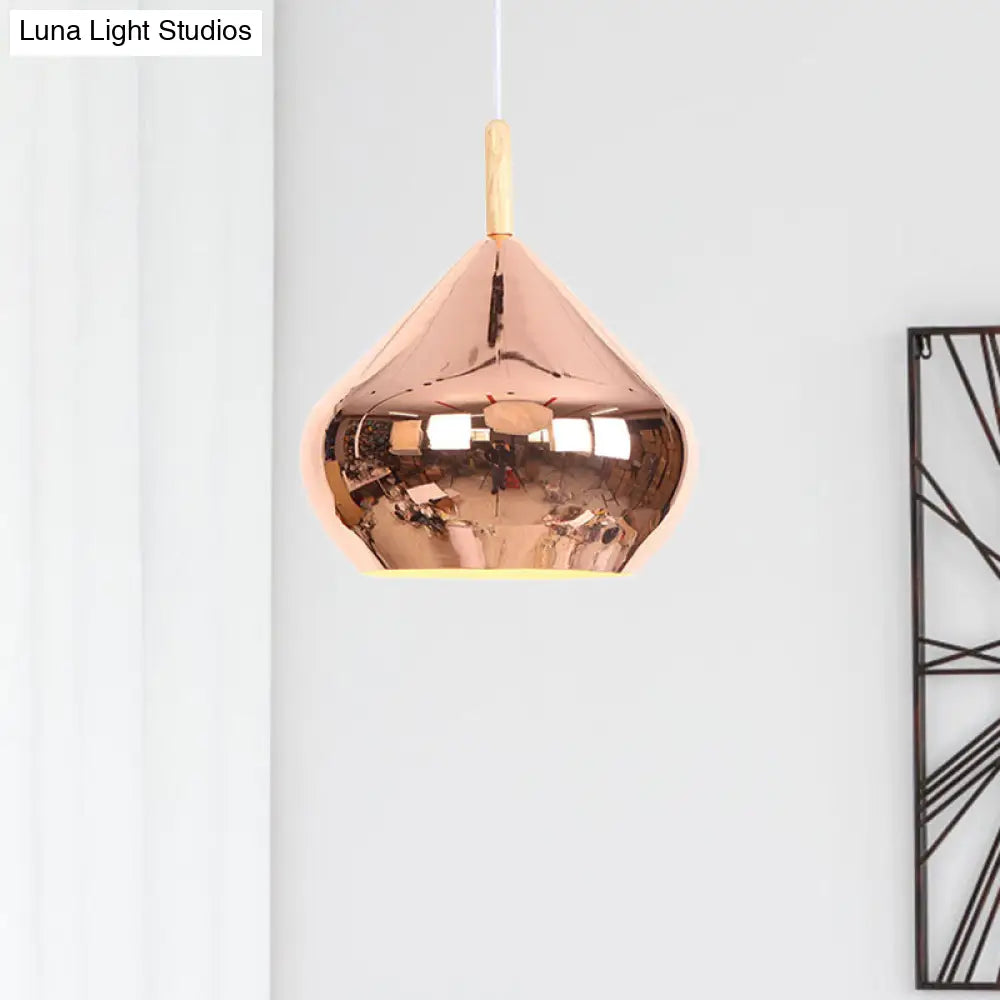 Vintage Metallic Wood Hanging Pendant Light with Mirror Ball