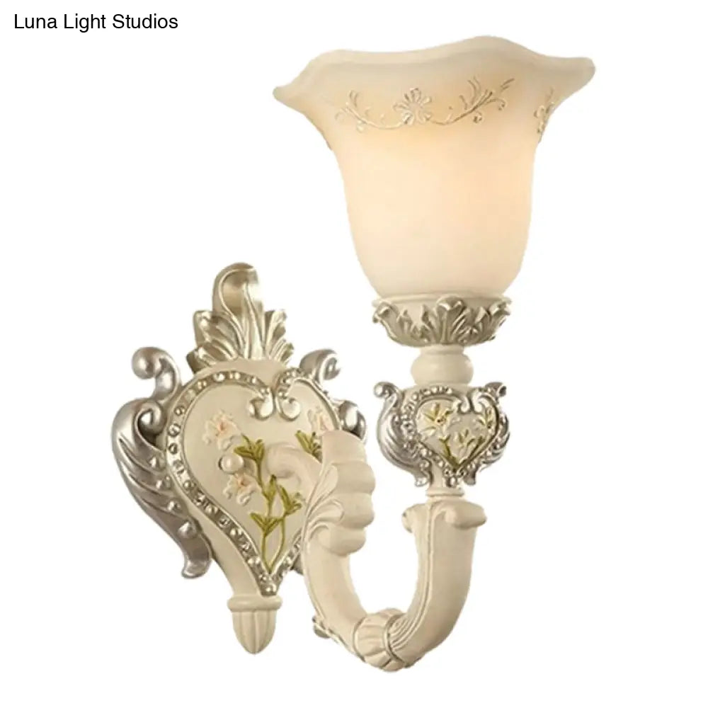 Vintage Milky Glass Sconce Lamp - Bloom Sitting Room Wall Lighting