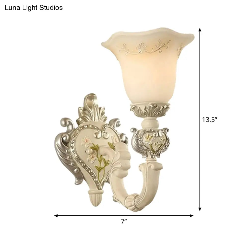 Vintage Milky Glass Sconce Lamp - Bloom Sitting Room Wall Lighting