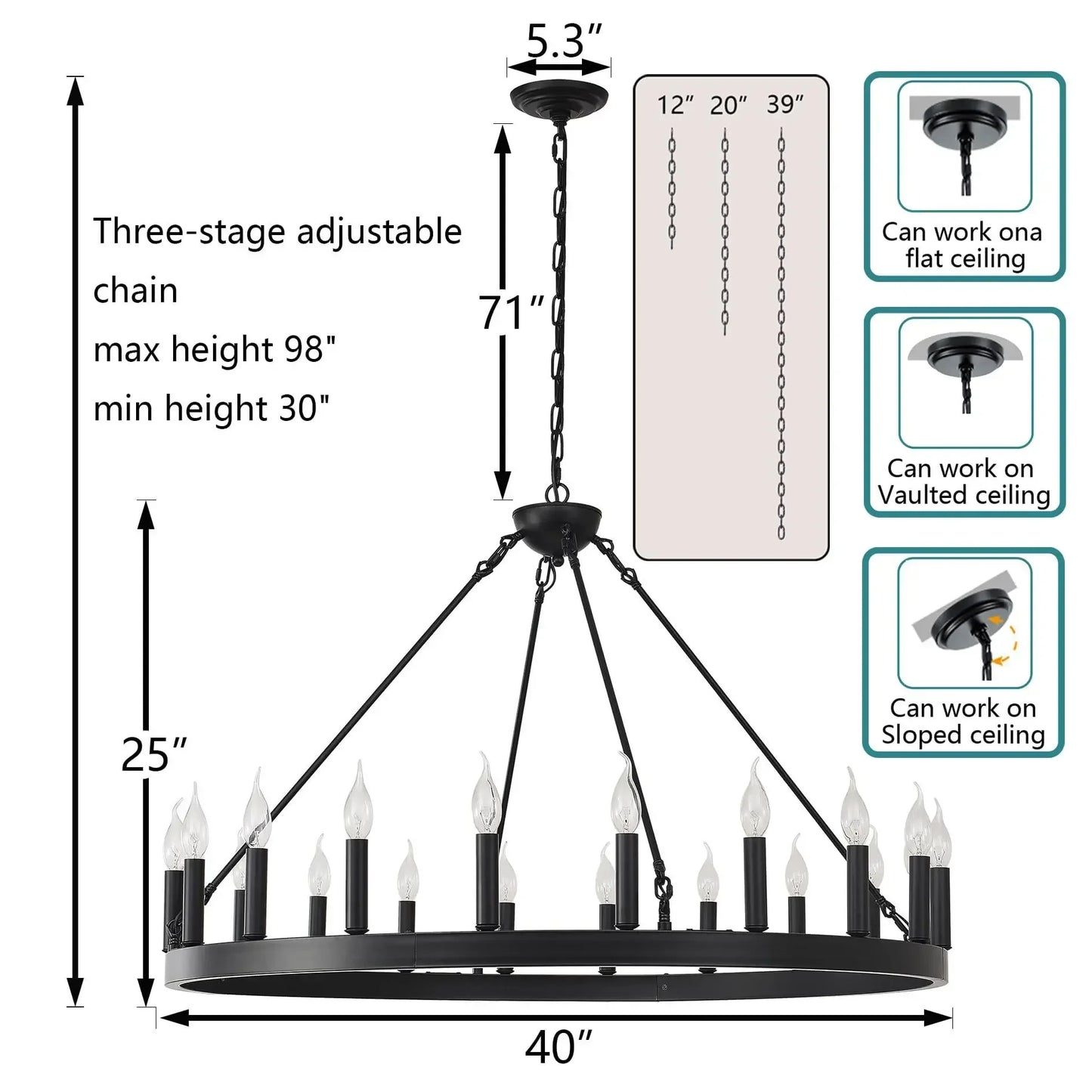 Vintage Modern LED Pendant Chandelier Light - Dia100cm-20 light / Warm light - Chandelier
