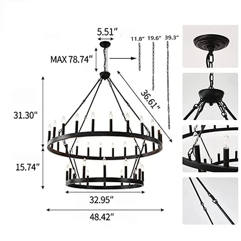 Vintage Modern LED Pendant Chandelier Light - Dia120-80cm-36 light / Warm light - Chandelier