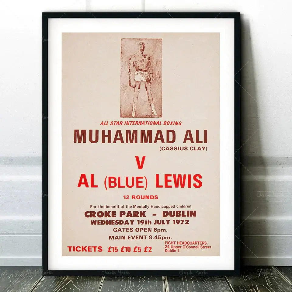 Framed vintage muhammad ali boxing photo print poster in classic colors for living room wall decorbites boxing photo