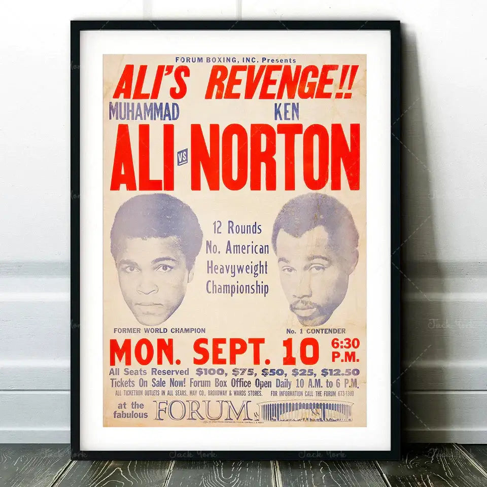 Vintage muhammad ali boxing photo print featuring 1964 ali vs ken norton framed poster for living room decorbites boxing photo