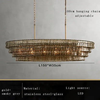 Vintage multi tier brown glass chandelier with gold and smoky grey stainless steel frame for dining room decorbites brown glass