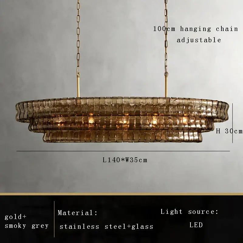 A modern multi tier brown glass chandelier with gold and smoky grey stainless steel for dining room decorbites brown glass