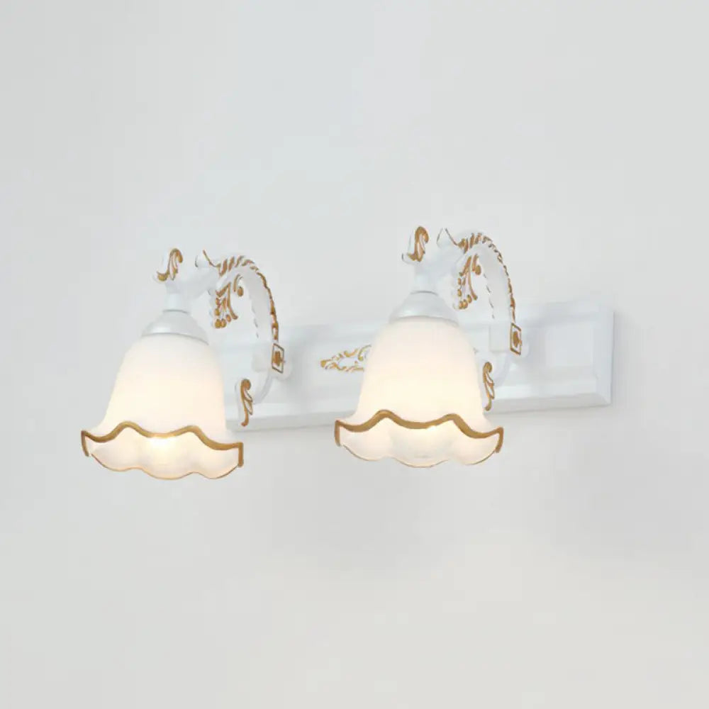 Vintage Opal Glass Floral Wall Sconce for Bathroom Vanity Lighting