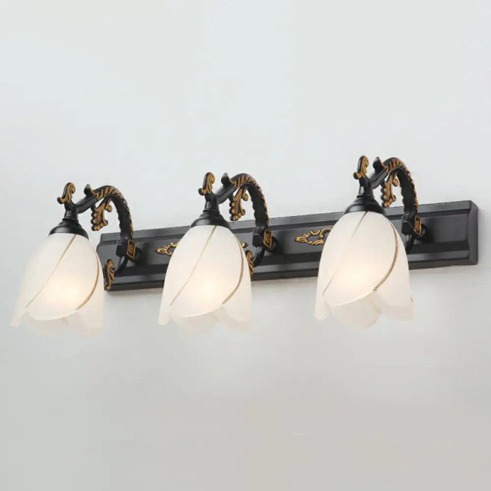 Vintage Opal Glass Floral Wall Sconce for Bathroom Vanity Lighting