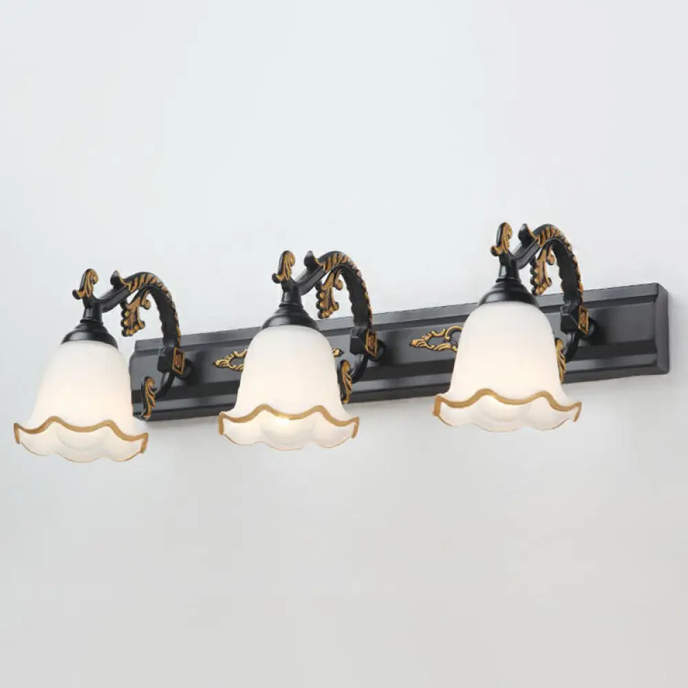 Vintage Opal Glass Floral Wall Sconce for Bathroom Vanity Lighting