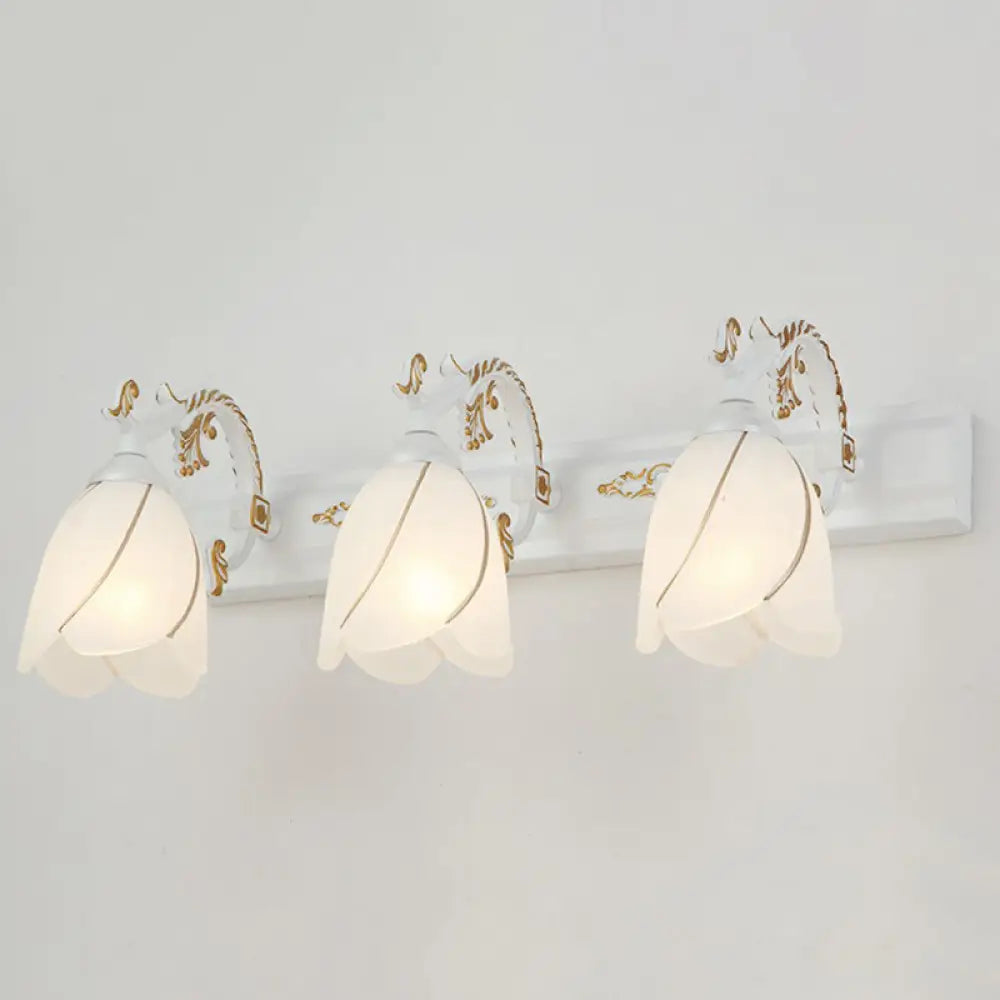 Vintage Opal Glass Floral Wall Sconce for Bathroom Vanity Lighting
