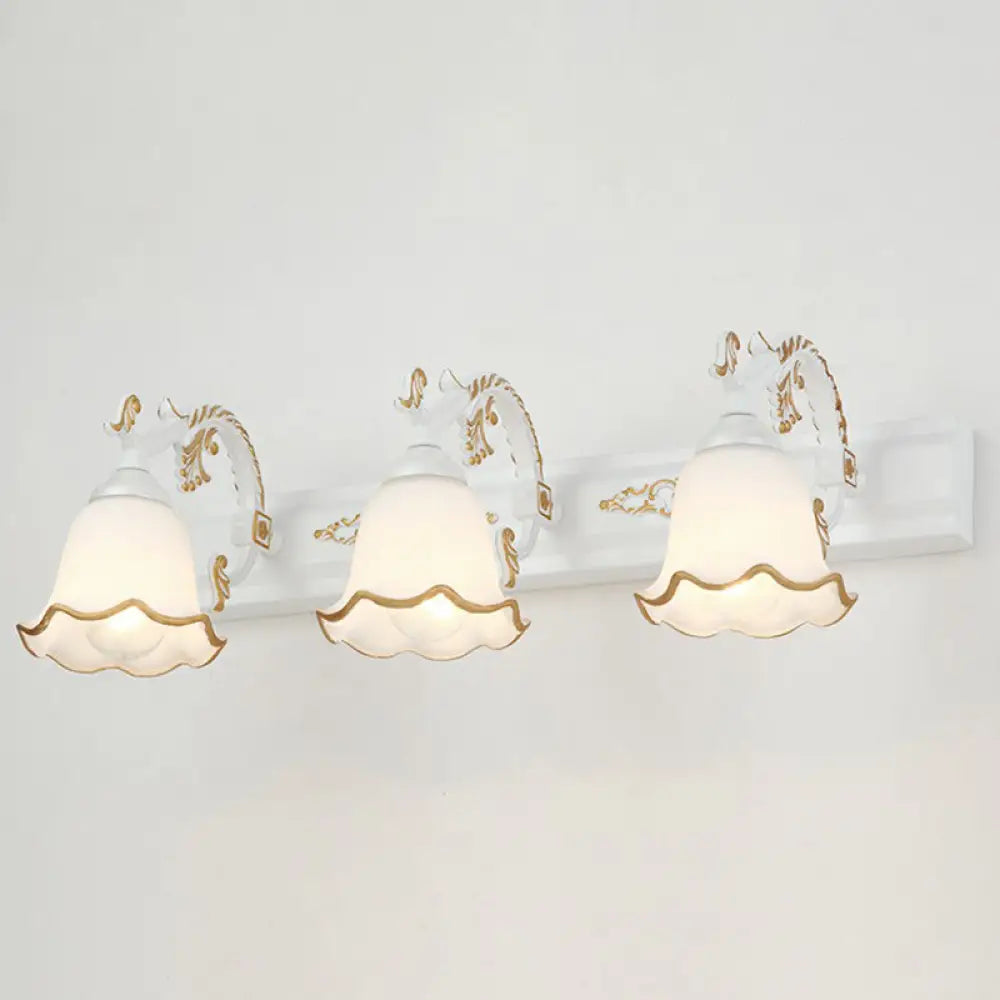 Vintage Opal Glass Floral Wall Sconce for Bathroom Vanity Lighting