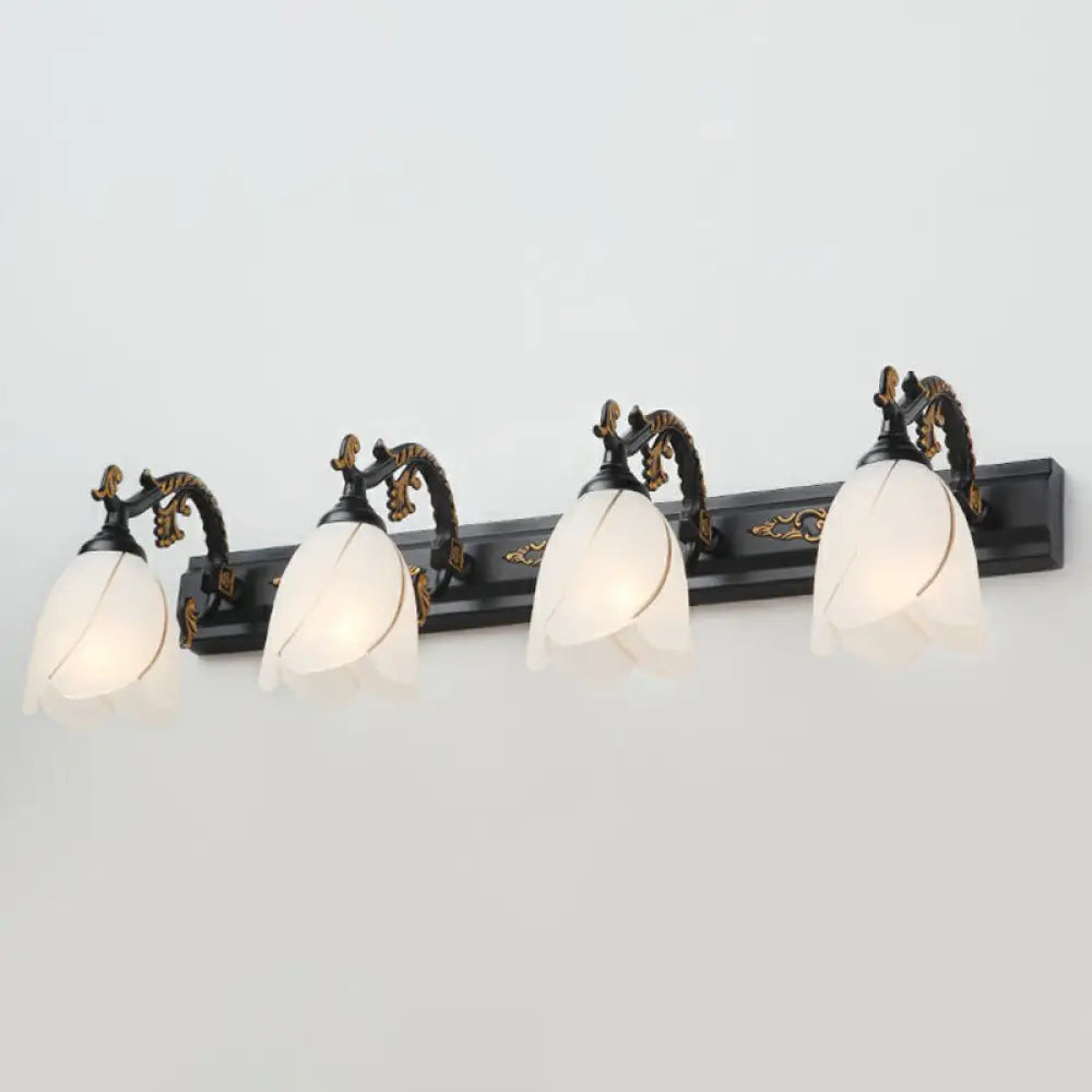 Vintage Opal Glass Floral Wall Sconce for Bathroom Vanity Lighting