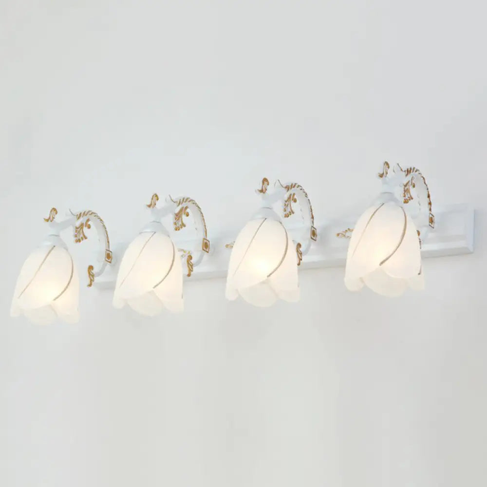 Vintage Opal Glass Floral Wall Sconce for Bathroom Vanity Lighting