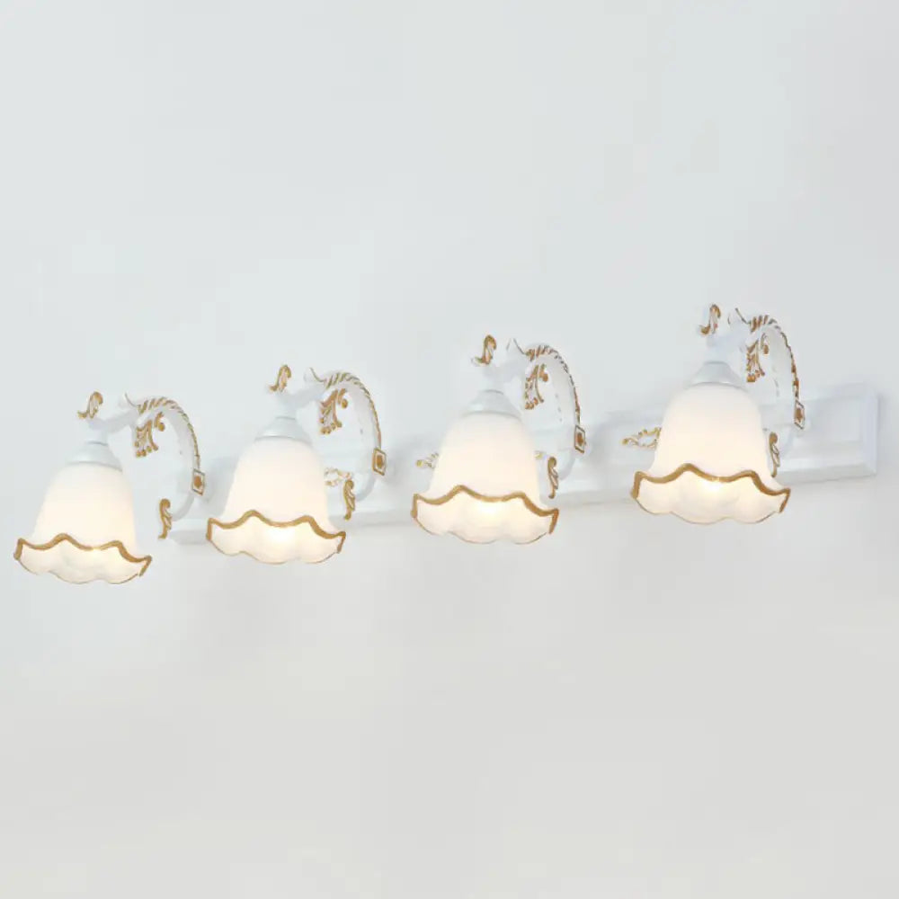 Vintage Opal Glass Floral Wall Sconce for Bathroom Vanity Lighting