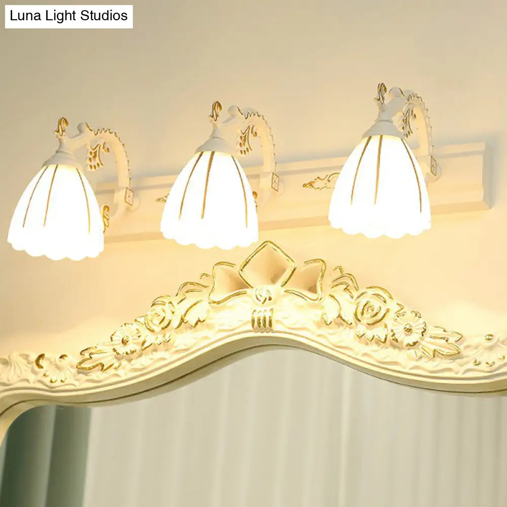Vintage Opal Glass Floral Wall Sconce for Bathroom Vanity Lighting