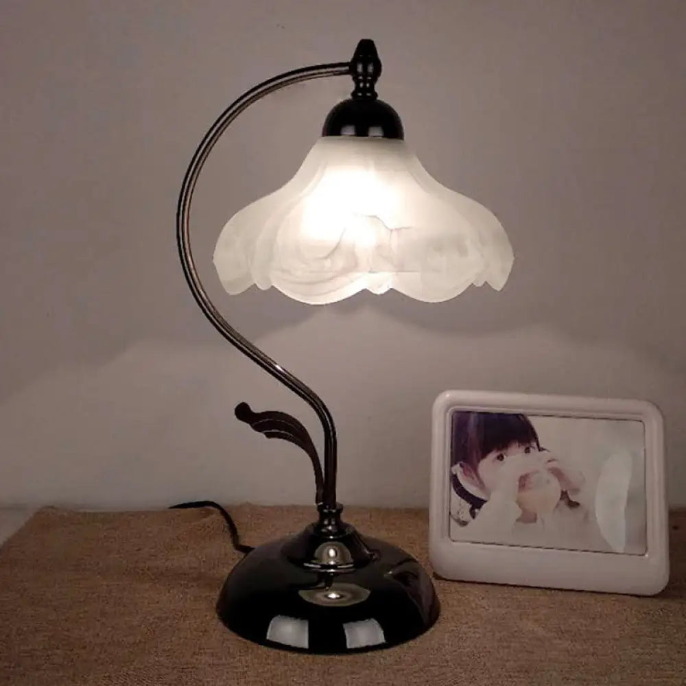 Vintage Opal Glass Nightstand Lamp - 1-Light Table Lighting for Living Room