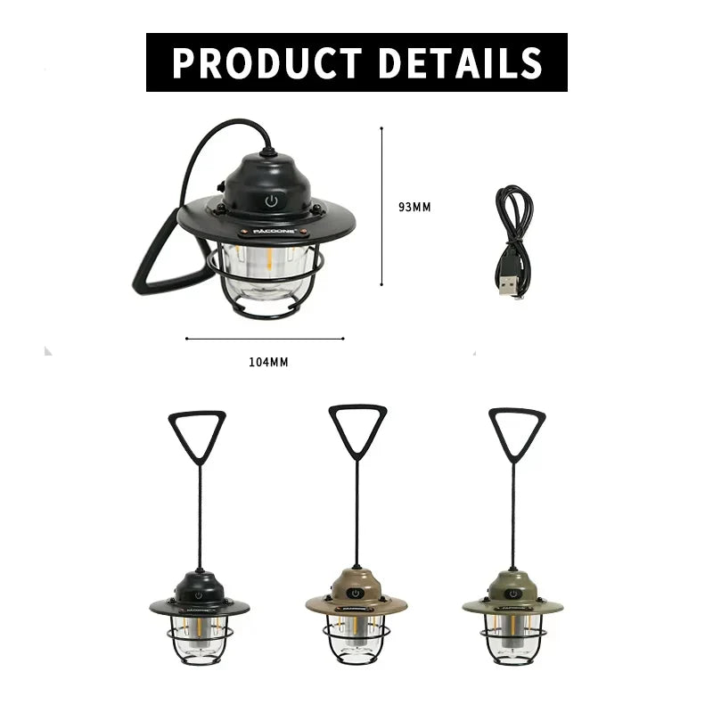 Vintage Outdoor Rechargeable Camping Chandelier Light
