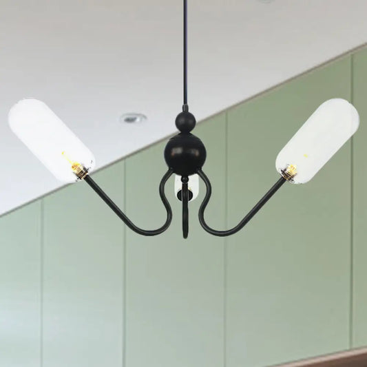 Vintage Oval Chandelier - Amber/Clear Glass, 3 Heads, Adjustable Cord - Living Room Ceiling Lamp (Black/Chrome)