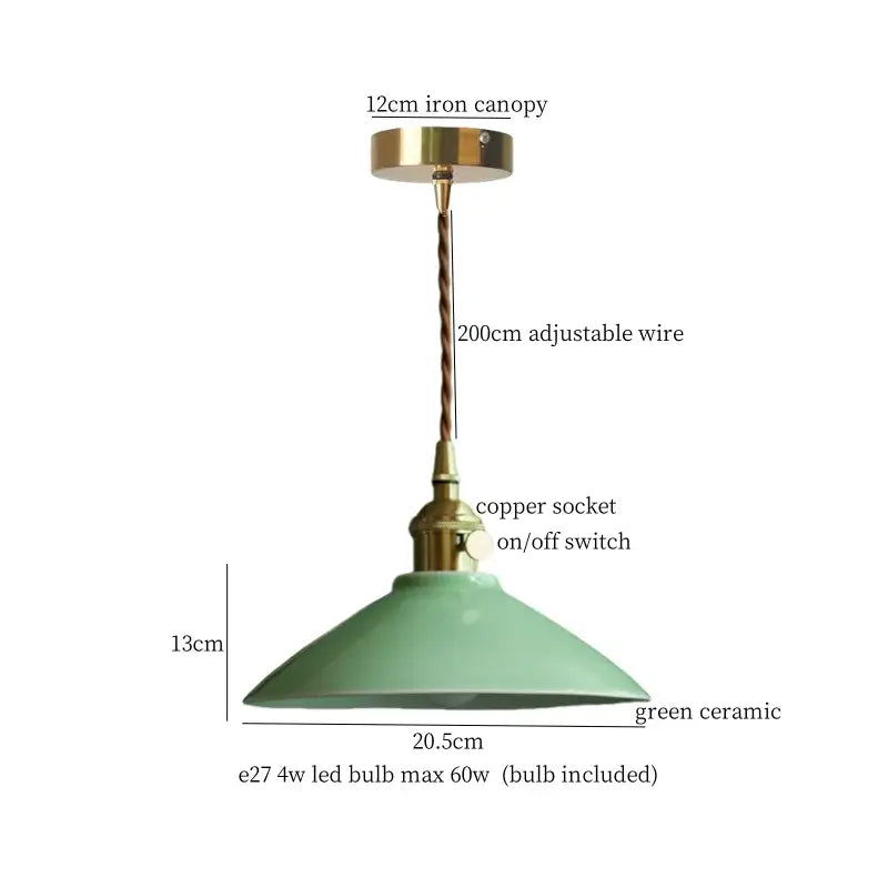 Vintage pale green pendant light with cyan ceramic led shade brass fixture for dining room decorbites style lighting