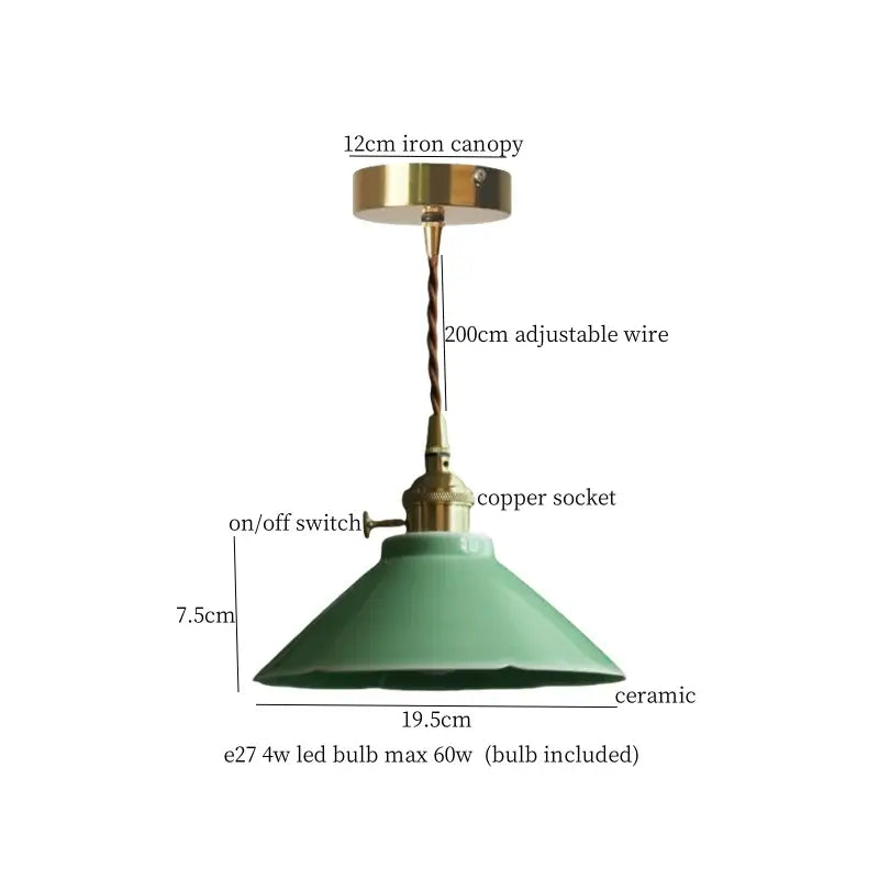 Vintage pale green glass pendant light with cyan ceramic led shade brass fixture ideal for dining room decorbites cyan ceramic