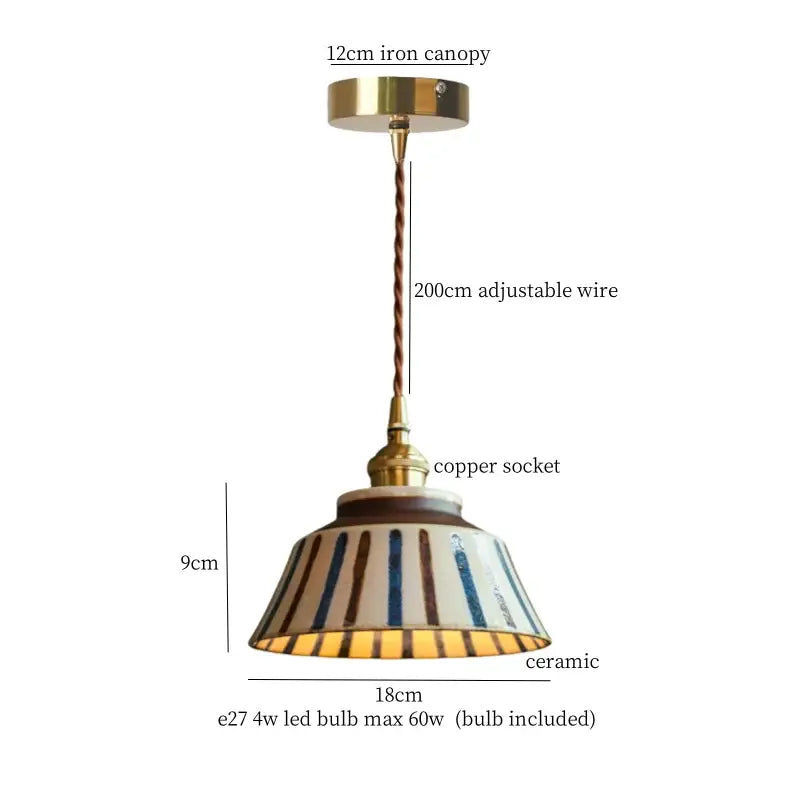 Vintage pale green glass pendant light with brass finish featuring a fluted cream and navy blue ceramic hanging lamp decorbites ceramic led