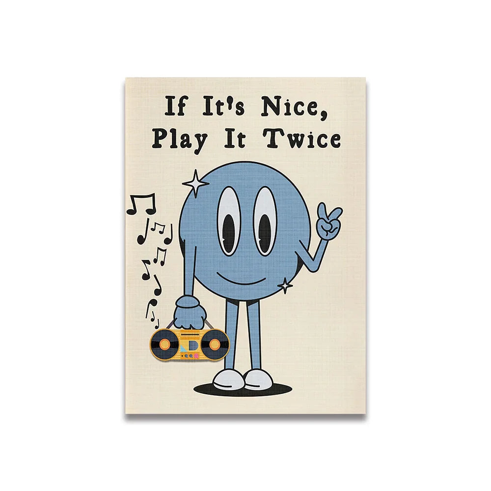 Vintage Pink Cartoon Print Canvas Poster - Posters