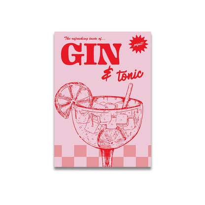 Vintage Pink Cartoon Print Canvas Wall Art - Posters