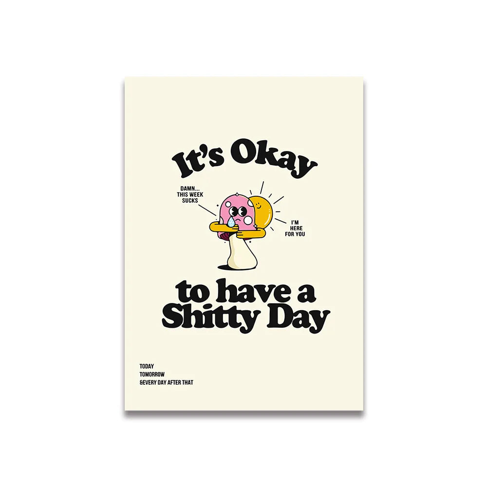 Vintage Pink Cartoon Print Wall Art Canvas - Posters