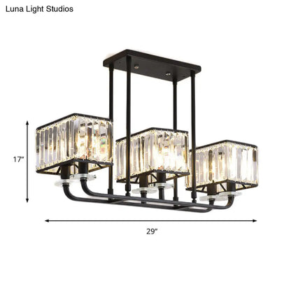 Lámpara de araña vintage de cristal prismático - 6/8 luces - Lámpara colgante negra para sala de estar