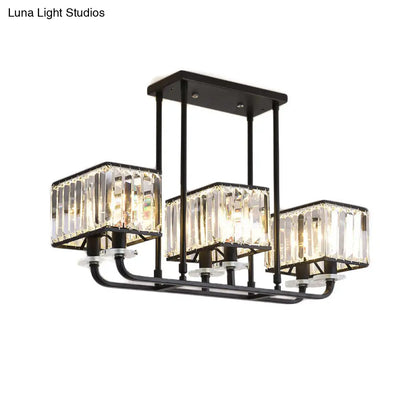 Lámpara de araña vintage de cristal prismático - 6/8 luces - Lámpara colgante negra para sala de estar