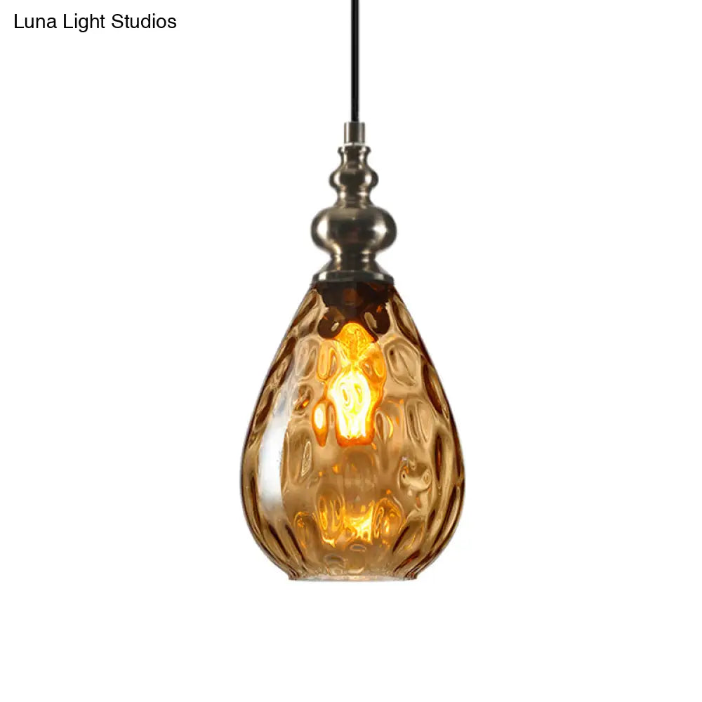 Vintage Raindrop Glass Pendant Lamp with Amber/Clear/Smoke Grey Shades and Flexible Arm