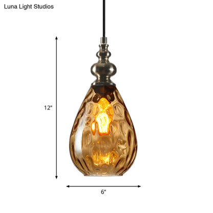 Vintage Raindrop Glass Pendant Lamp with Amber/Clear/Smoke Grey Shades and Flexible Arm