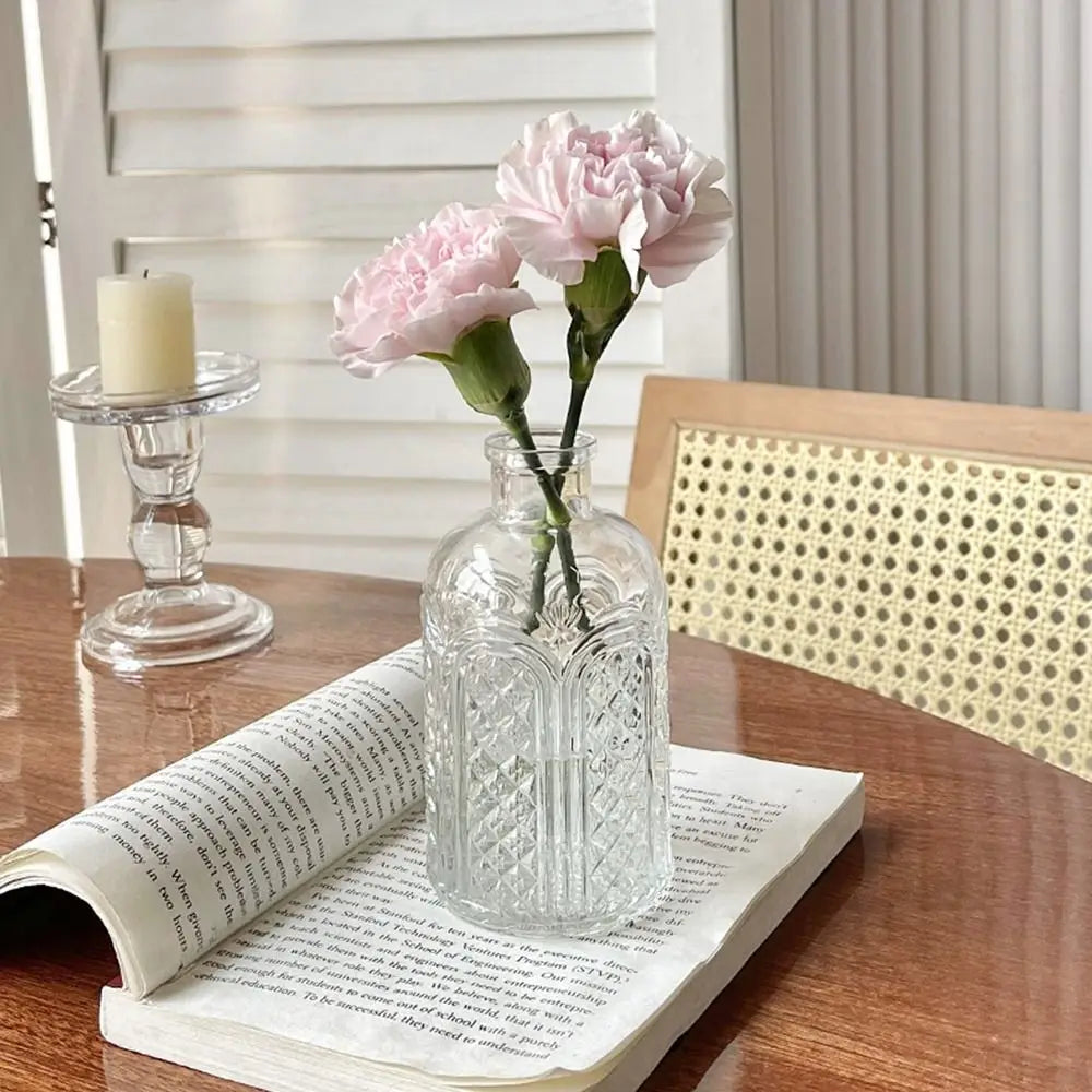 Vintage Relief Glass Vase for Hydroponic Plants - Vase