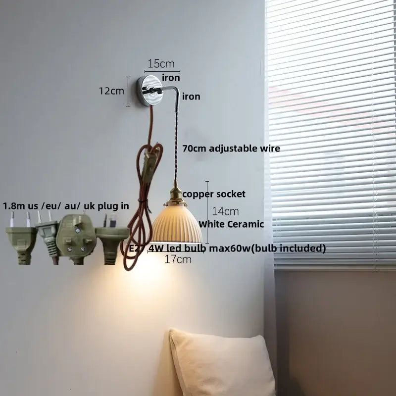 Vintage ribbed glass and brass wall sconce with white ceramic led shade for bathroom mirror decorbites ceramic led wall