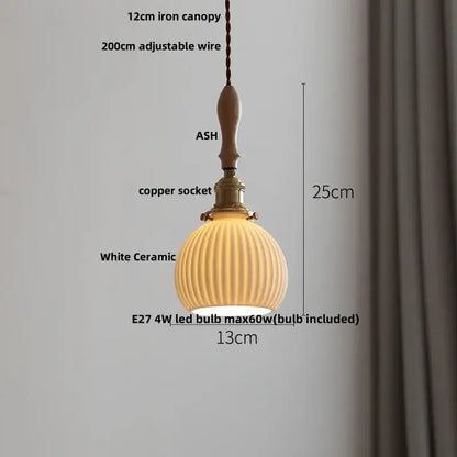White ceramic pendant light with ribbed design brass copper socket and wooden handle decorbites ceramic led pendant lights