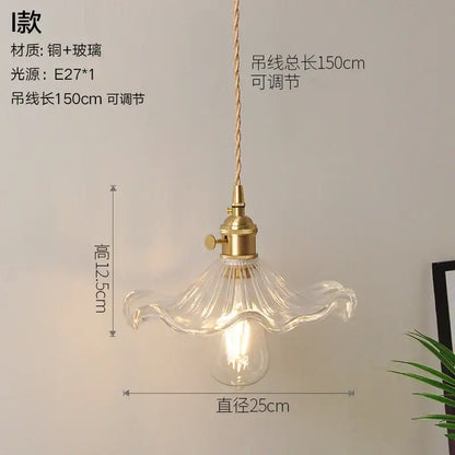Vintage ribbed glass copper pendant light with fluted glass and brass fixture for kitchen dining room pendant light