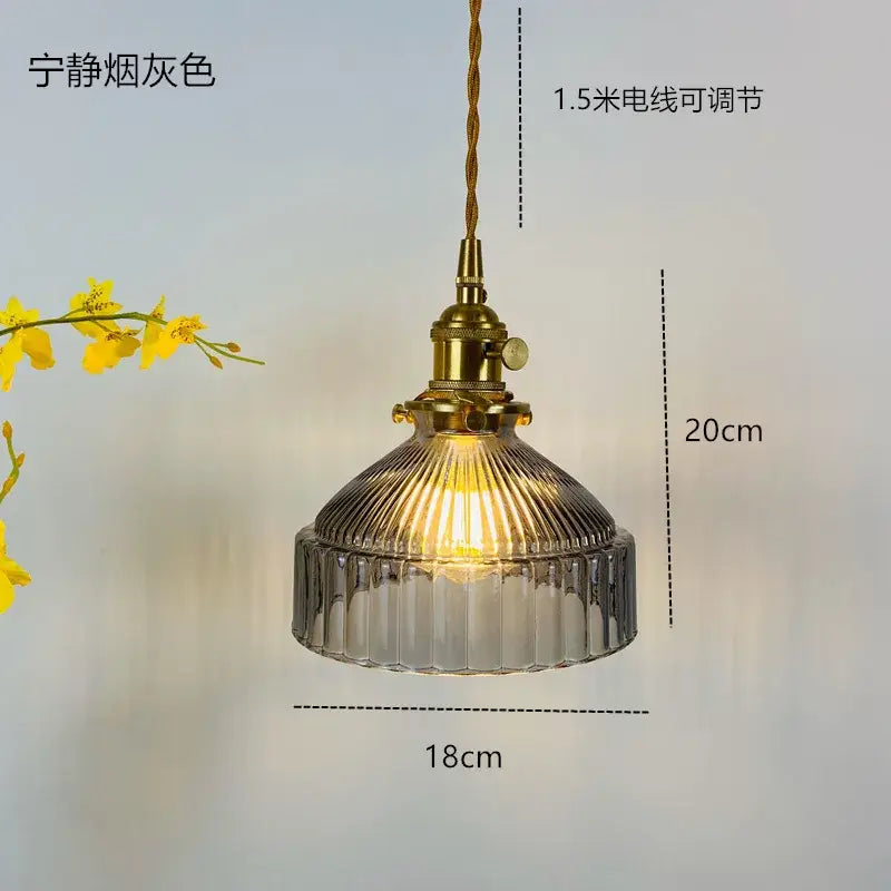 Vintage ribbed green glass hanging pendant light with smoked gray shade and brass hardware for dining room decorbites glass hanging lamp