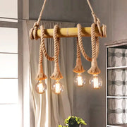 Rustic decorbites vintage rope pendant light fixture with bamboo rod beige rope for kitchen compatible with 110v-120v and 220v-240v led incandescent fluorescent bulbs
