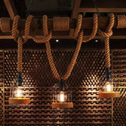 Decorbites vintage rust birdcage shade metal island light with adjustable thick brown rope pendant lighting