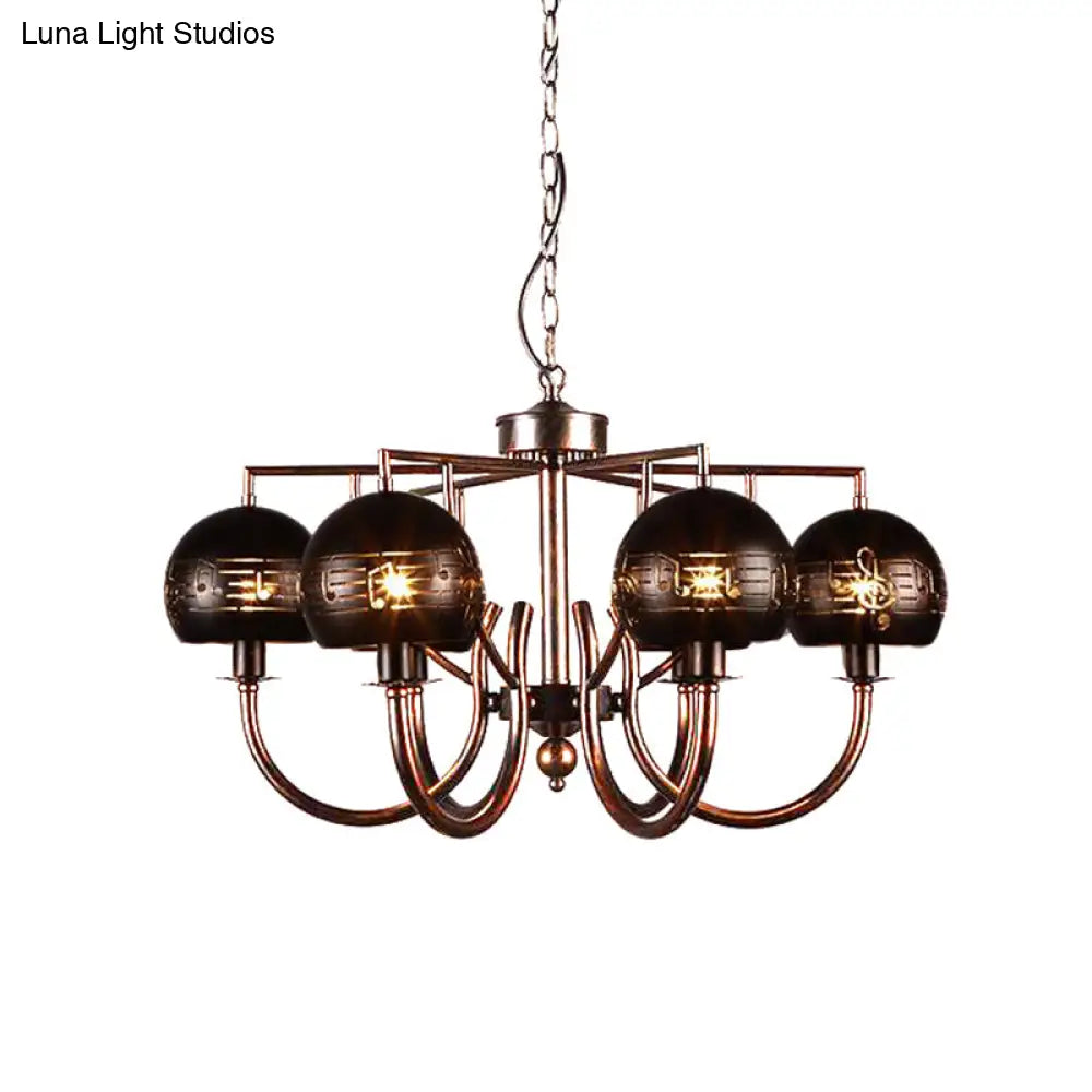 Vintage Rustic 6-Light Metal Hanging Chandelier – Bubbled Etched Ceiling Light for Dining Room
