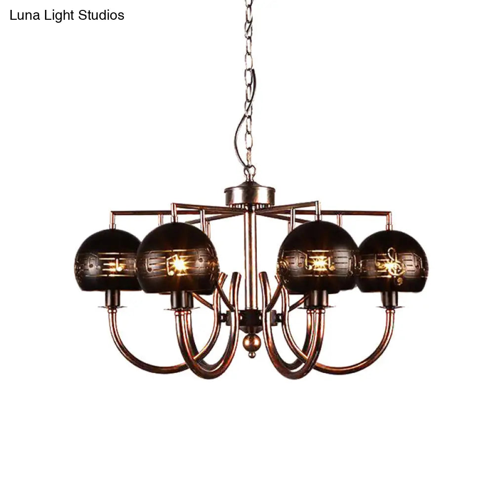 Vintage Rustic 6-Light Metal Hanging Chandelier – Bubbled Etched Ceiling Light for Dining Room