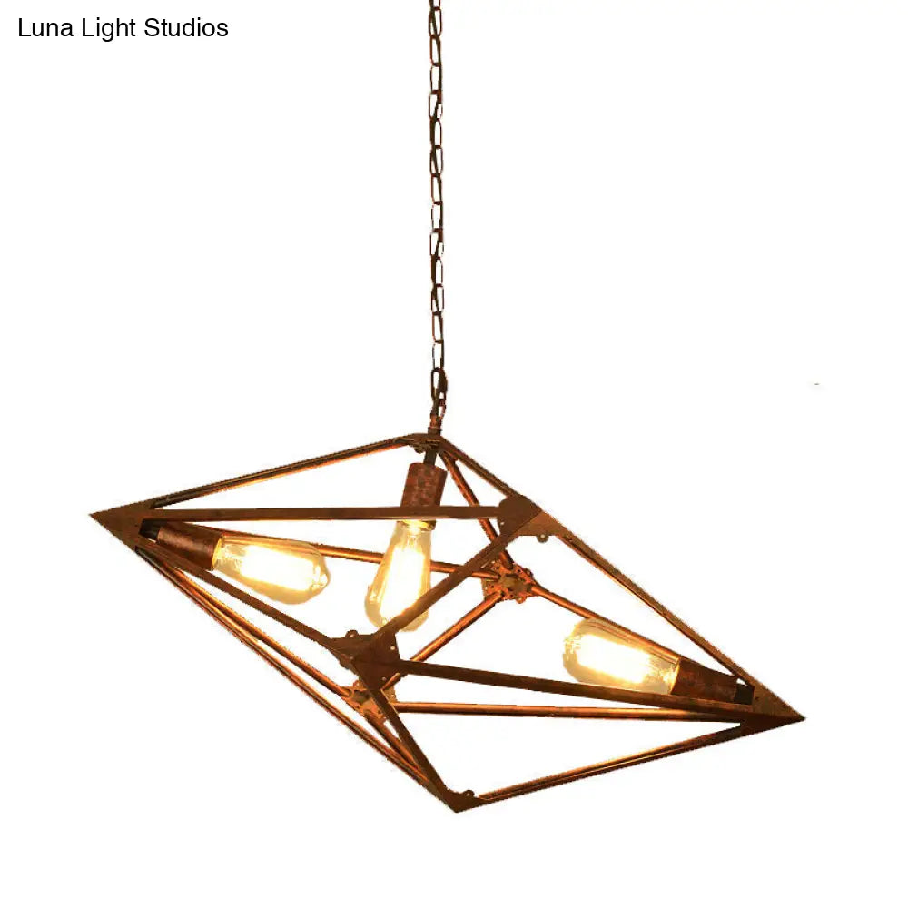 Lámpara de techo rústica vintage para comedor - Metálica, 2/3 luces - 30,5 cm/70 cm de ancho