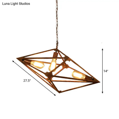 Lámpara de techo rústica vintage para comedor - Metálica, 2/3 luces - 30,5 cm/70 cm de ancho