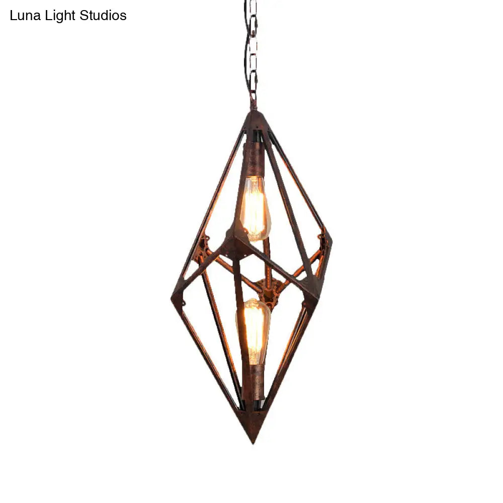 Lámpara de techo rústica vintage para comedor - Metálica, 2/3 luces - 30,5 cm/70 cm de ancho