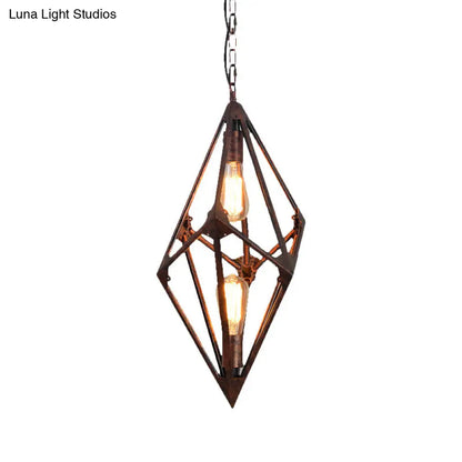 Lámpara de techo rústica vintage para comedor - Metálica, 2/3 luces - 30,5 cm/70 cm de ancho