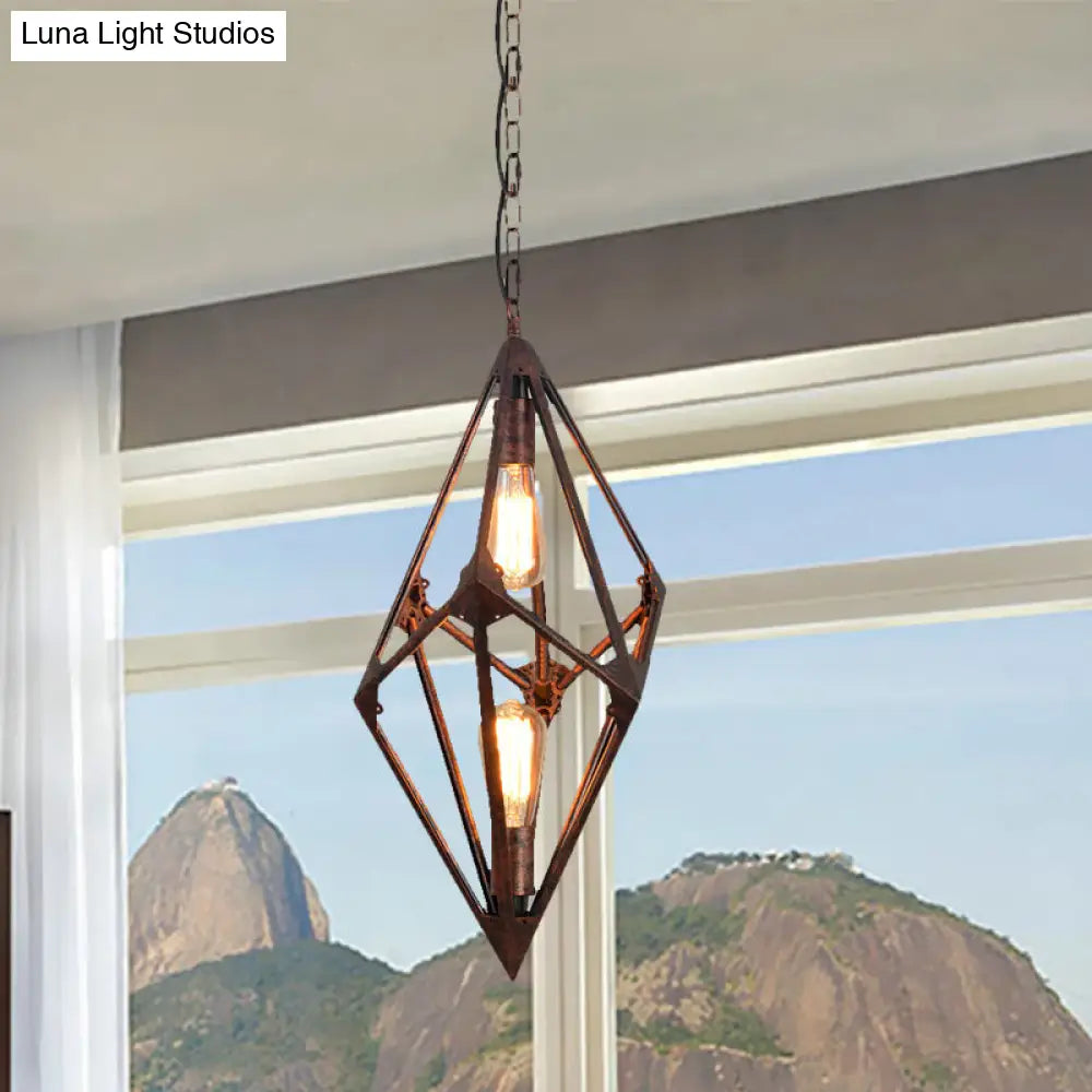 Lámpara de techo rústica vintage para comedor - Metálica, 2/3 luces - 30,5 cm/70 cm de ancho