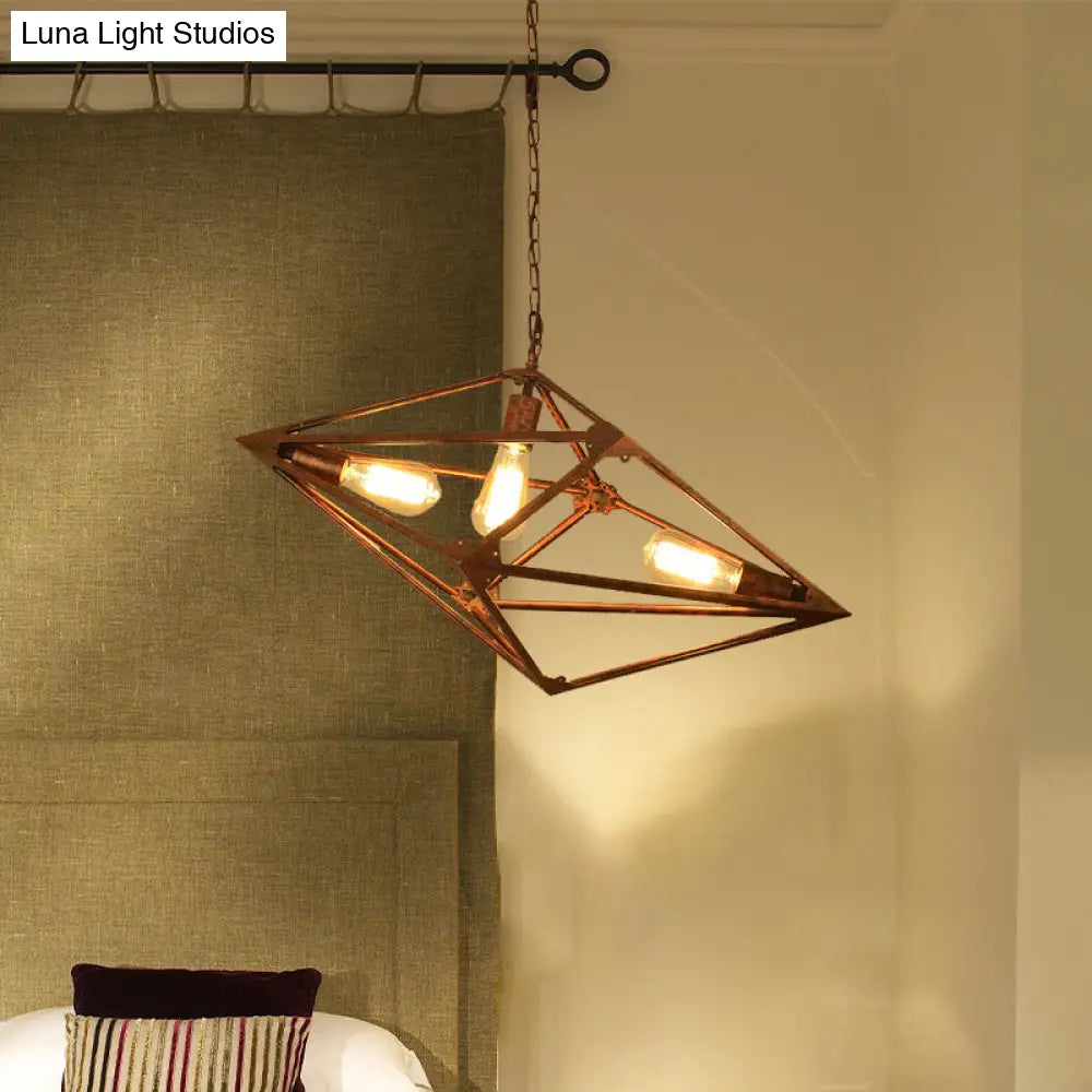 Lámpara de techo rústica vintage para comedor - Metálica, 2/3 luces - 30,5 cm/70 cm de ancho