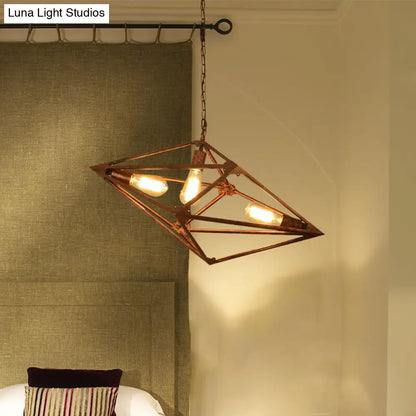 Lámpara de techo rústica vintage para comedor - Metálica, 2/3 luces - 30,5 cm/70 cm de ancho